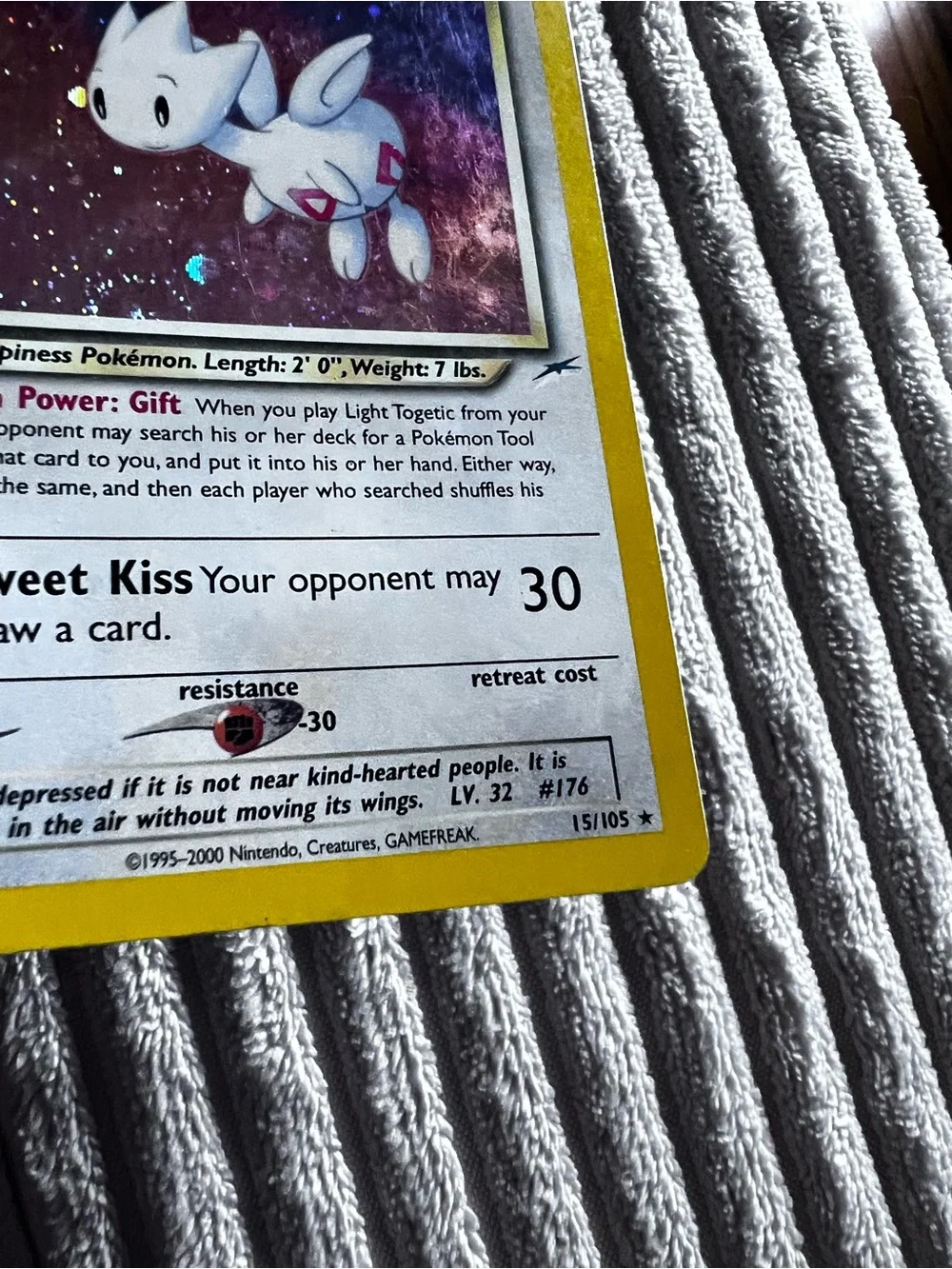 RARE Light  Togetic 15/105 Neo Destiny Holo Pokemon Card